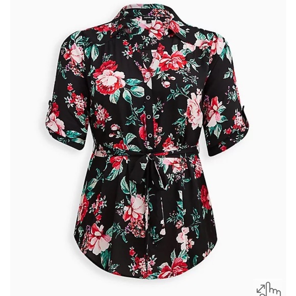 NWT Torrid Georgette Button Up with Tie Tunic Blouse 3 - Picture 2 of 6